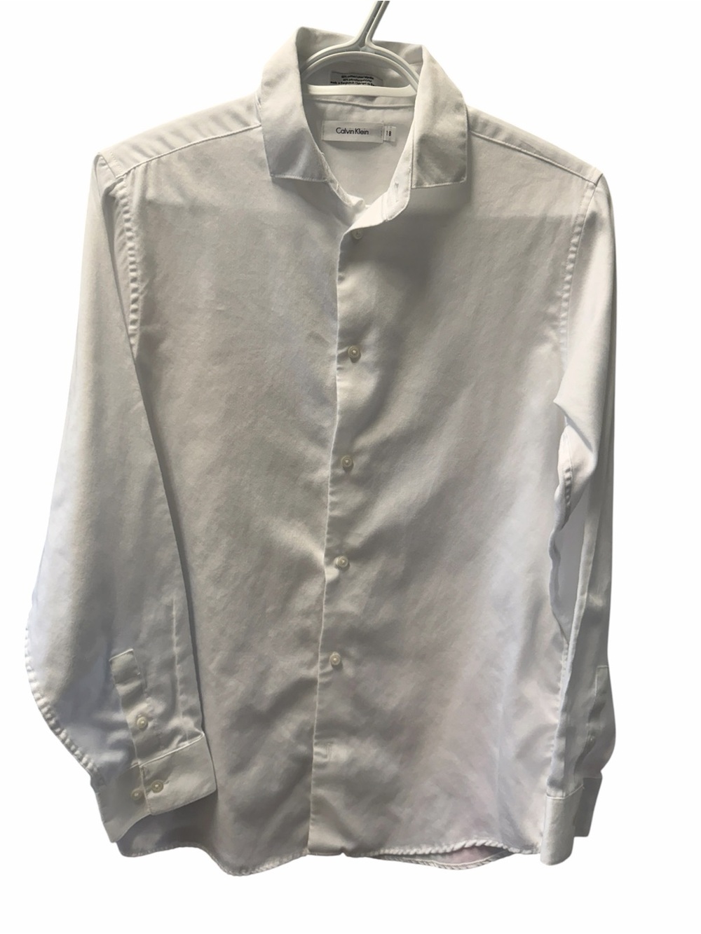 Calvin Klein Boys White Button Down Dress Shirt XL 18